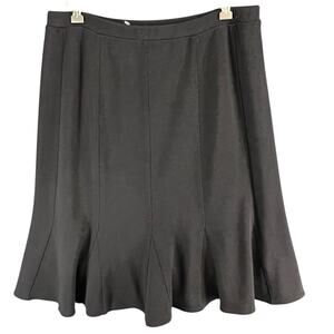Eileen Fisher Skirt Large Petite Dark Brown Wool Blend Fluted Stretch Minimalist